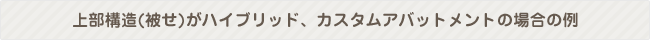 上部構造(被せ)がハイブリッド、カスタムアバットメントの場合の例